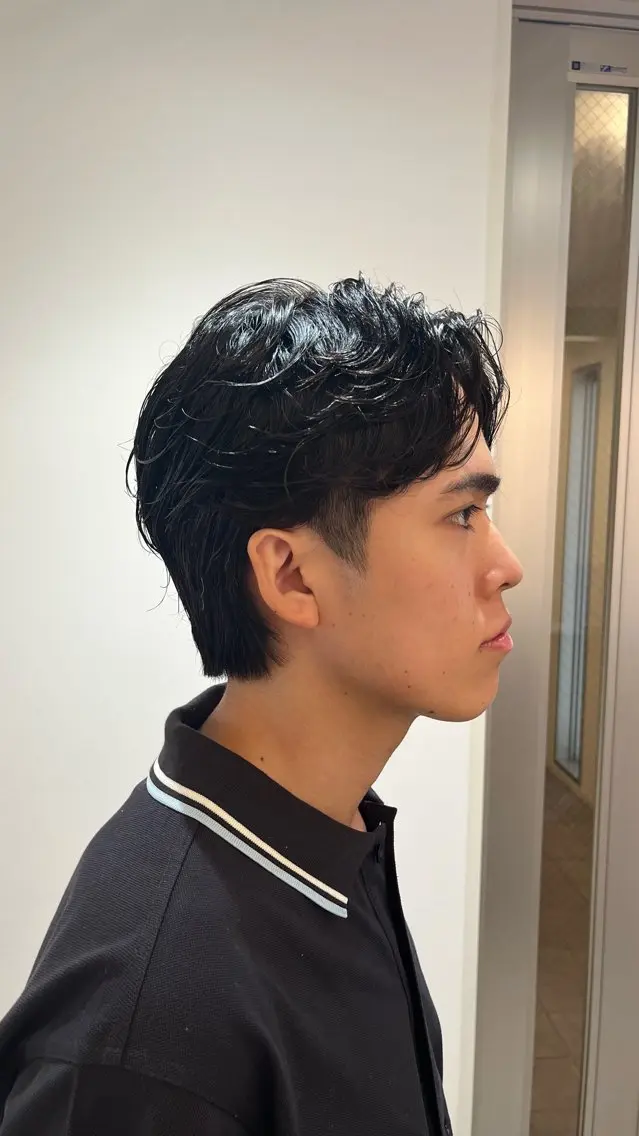 ショート パーマ カット パーマ センターパート職人 柏/メンズ/ ハルキのヘアスタイル
