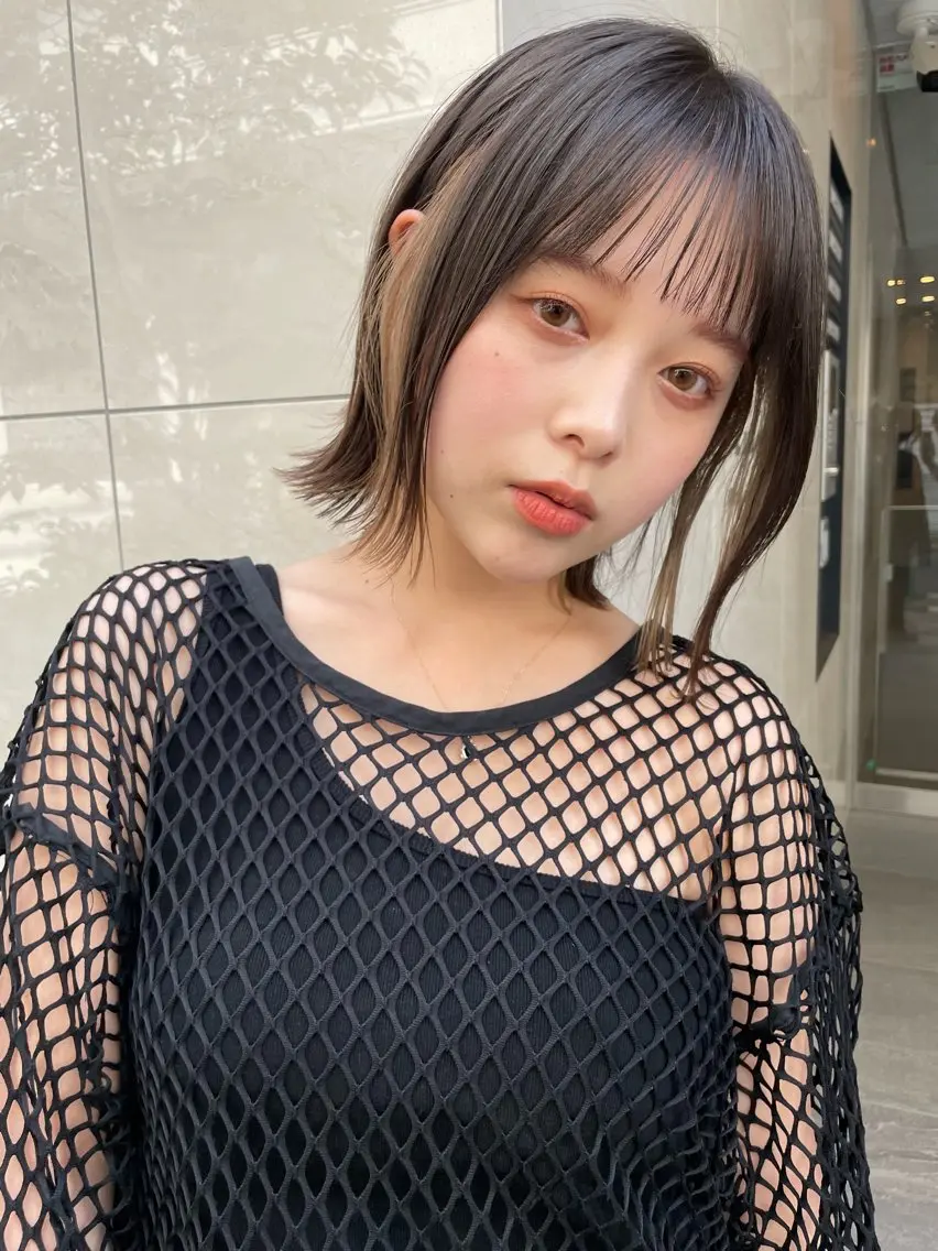 ショート ボブレイヤー ボブ くびれヘア 韓国風ヘア レイヤーカット カット ヘアカラー 結べるレイヤーボブ くびれLady表参道のヘアスタイル