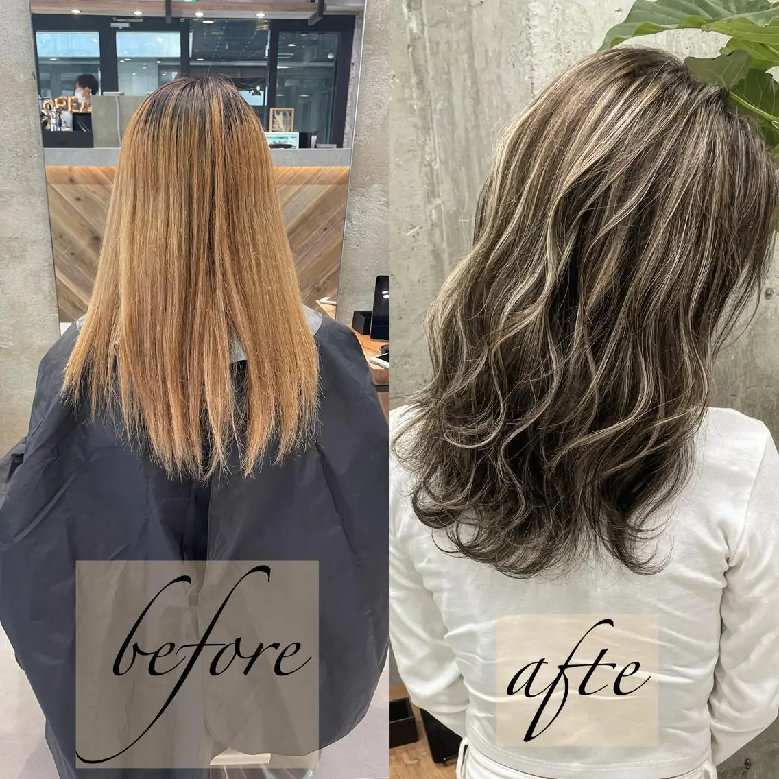 セミロング カラー ヘアアレンジ ハイライトカラー ハイライト ヘアカラー TATSUYA アートディレクターのヘアスタイル