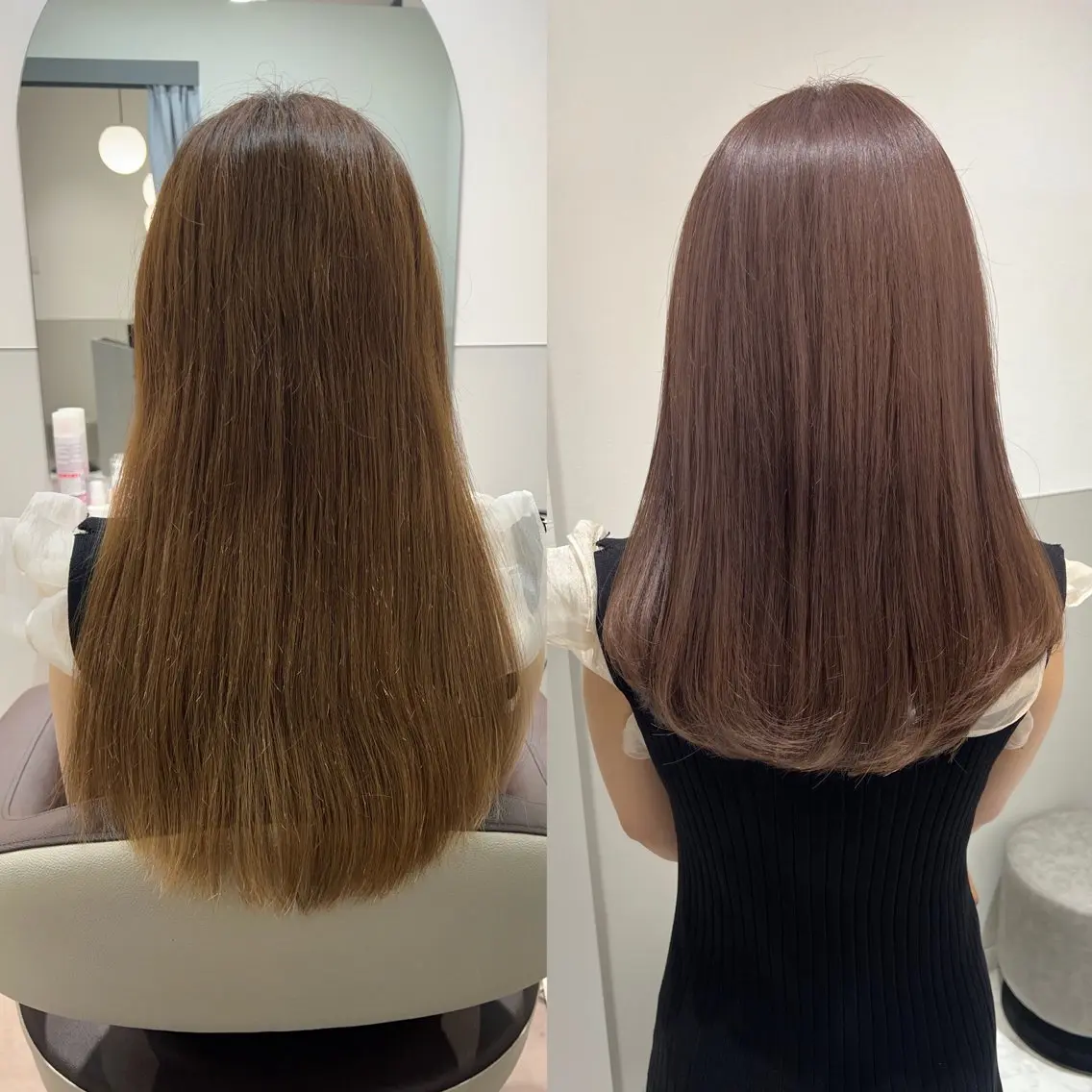 セミロング ラベンダーブラウン カット ヘアカラー トリートメント 韓国モテhair🍑 momoのヘアスタイル