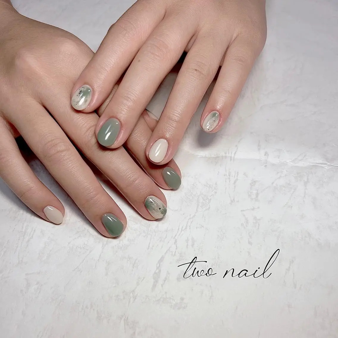ネイル アートネイル フットネイル ハート ニュアンスネイル ホワイト two nailのネイルデザイン