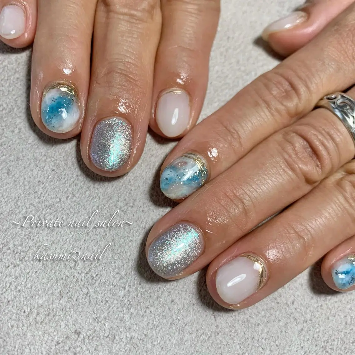 ネイル ラメ(グリッター) マグネットネイル ミラーネイル ニュアンスネイル 冬ネイル KASUMI♡ Nailのネイルデザイン