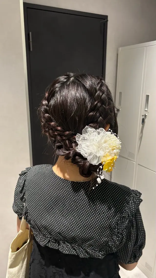 セミロング ヘアアレンジ 浴衣 カットモデル1日1枠 /彩華🎀西梅田のヘアスタイル