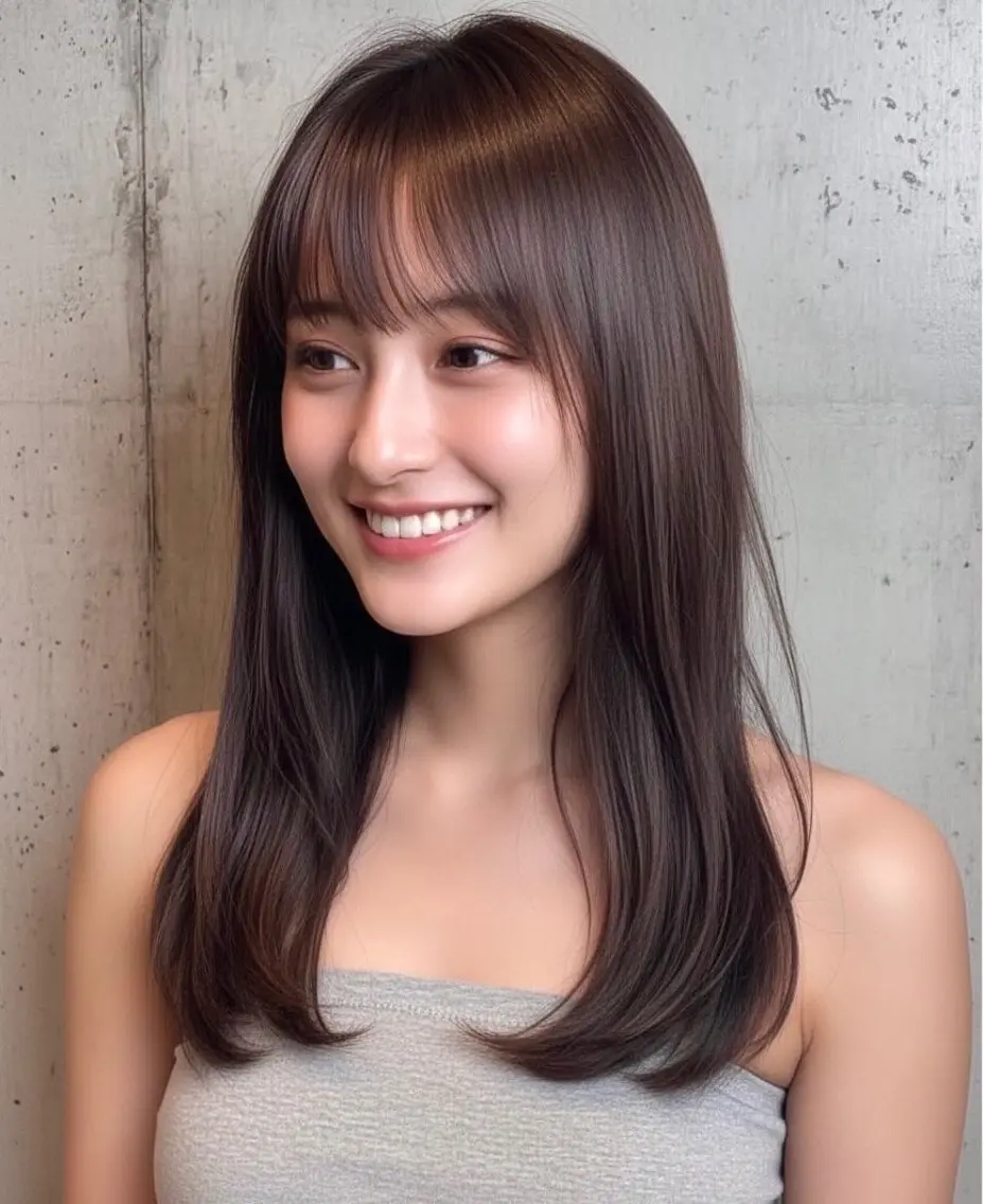 セミロング くびれヘア ヨシンモリ 韓国風ヘア レイヤーカット 似合わせカット 藤田大夢 /liberte高崎のヘアスタイル