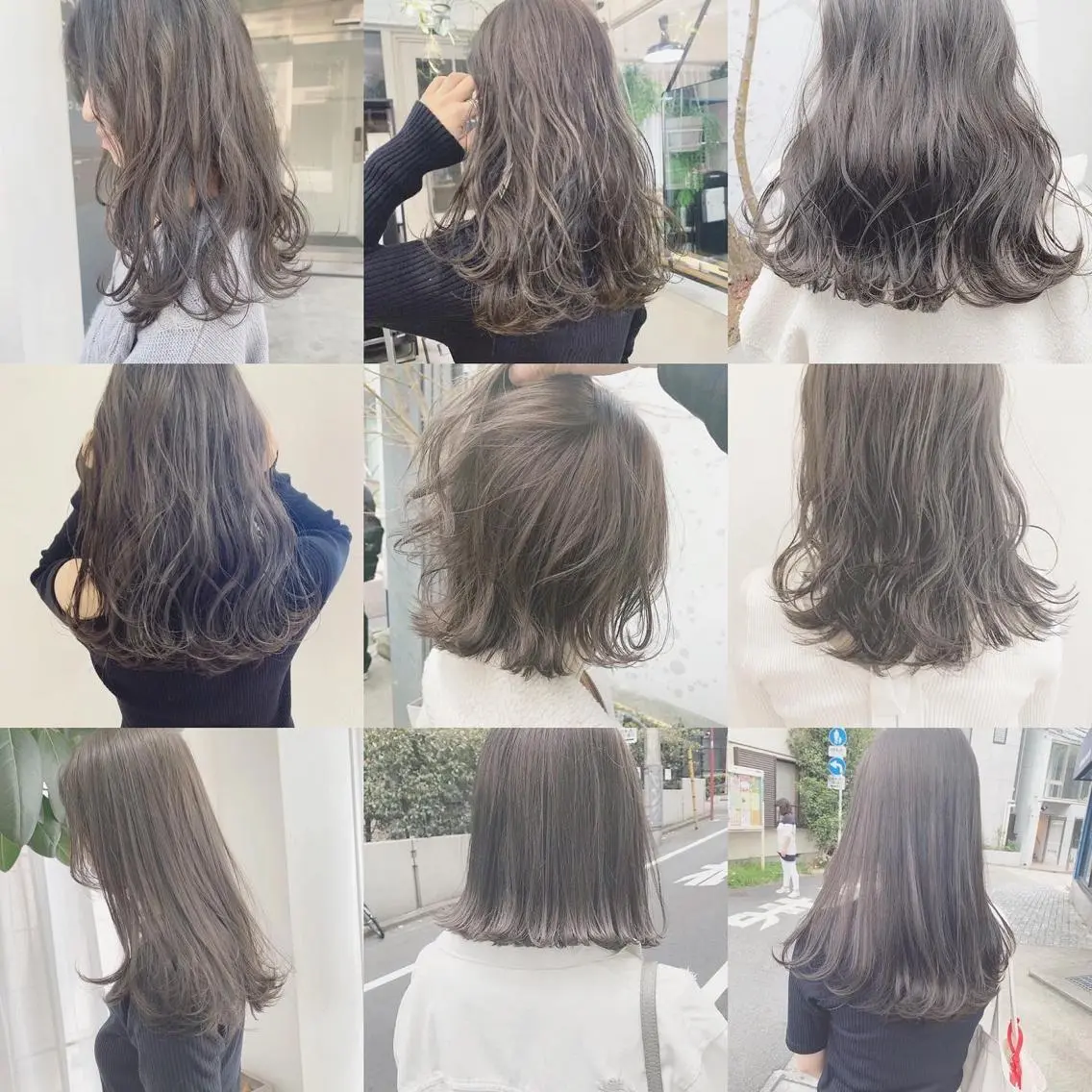 ミディアム カラー ネイル ハイトーンボブ 前田 表参道　グレージュのヘアスタイル