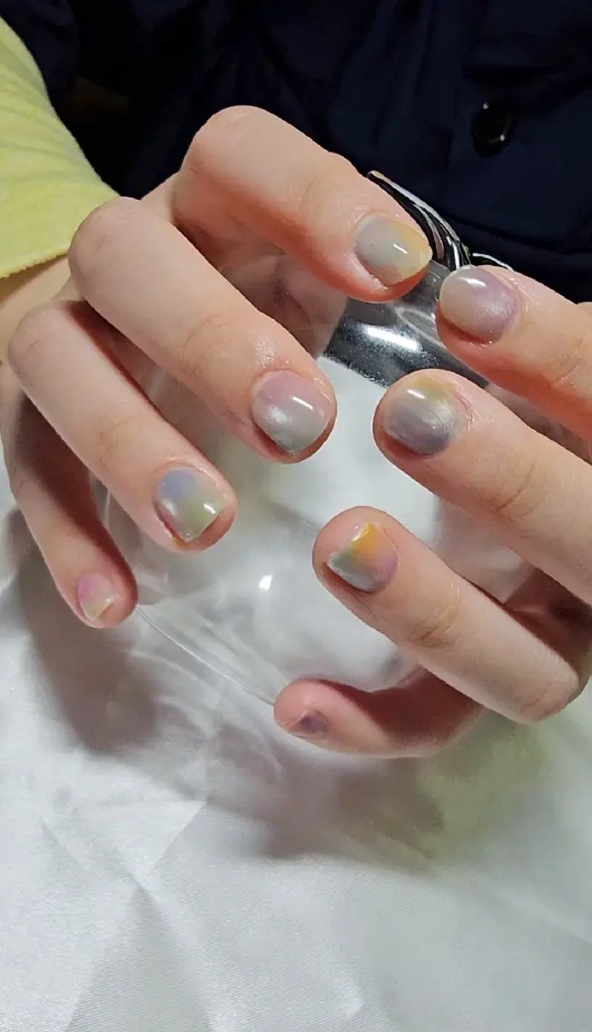 ネイル オーロラネイル ニュアンスネイル ショートネイル Viva Nail 堺区自宅ネイルサロンのネイルデザイン