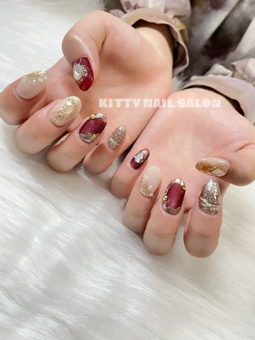 ネイル アートネイル フレンチネイル グラデーション 韓国ネイル マグネットネイル kitty nail salonのネイルデザイン