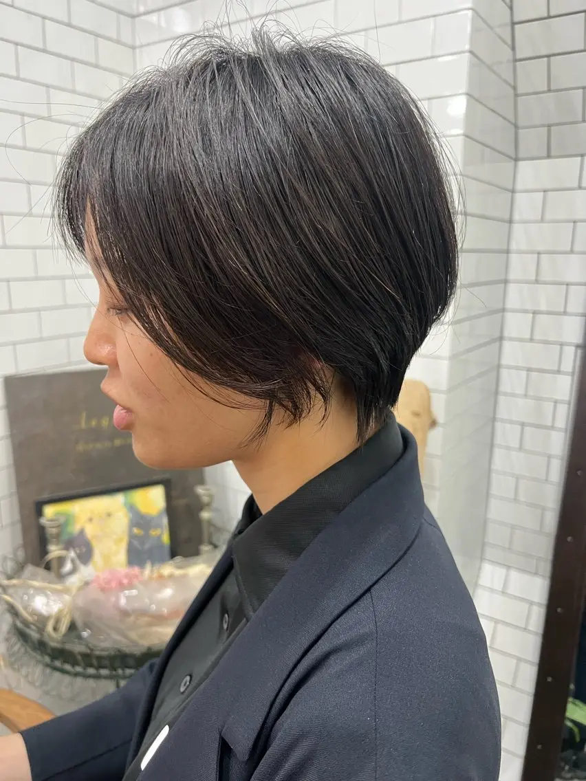 ショート カット 紙屋町ショート /ボブ　パーマ河内蓮のヘアスタイル