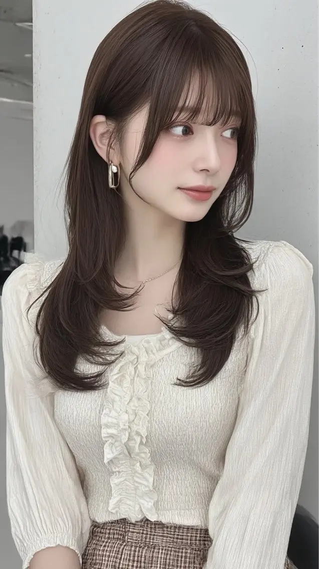 ロング カラー ヘアカラー 🍒モテ暖色カラー × うる艶✧ ゆなのヘアスタイル