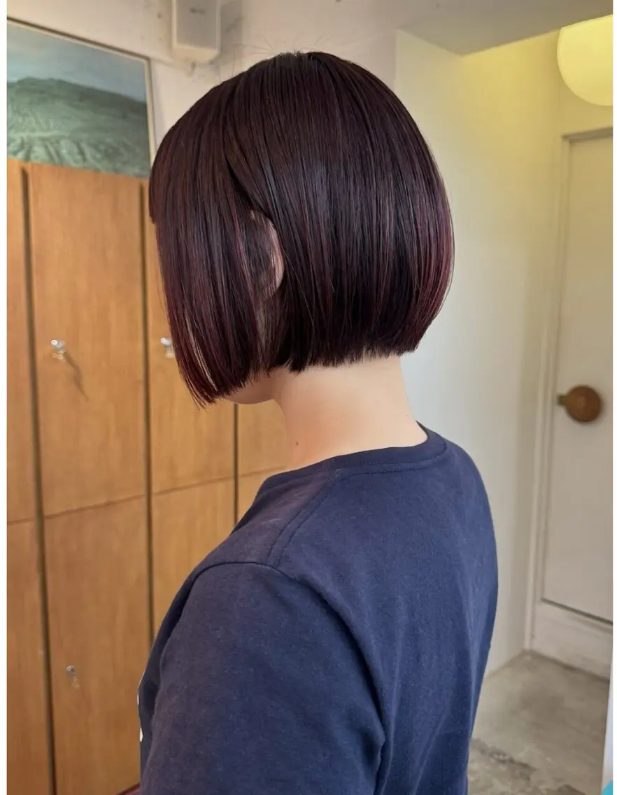ショート カラー ボルドーカラー ボブ ショートヘア ヘアカラー 立川/ナチュラル/ 透明感カラーYUJIのヘアスタイル