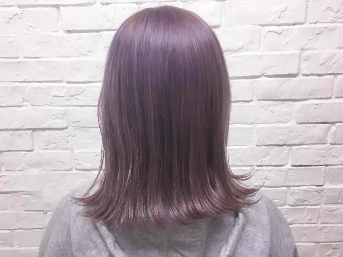 ミディアム カラー ブリーチ 透明感カラー ラベンダーカラー salonF 🔸hamaのマツエク・マツパデザイン