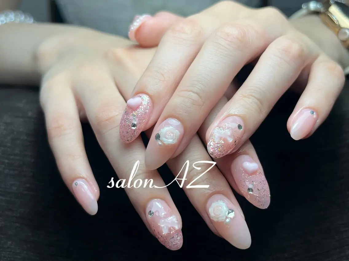 ネイル アートネイル 長さ出し フットネイル フレンチネイル ジェルネイル salon AZのネイルデザイン