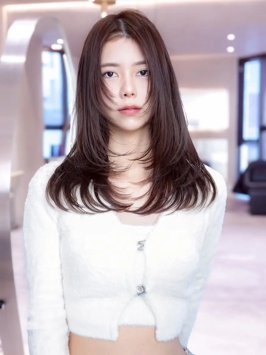 セミロング カット ヘアカラー パーマ トリートメント 上野 遥己のヘアスタイル