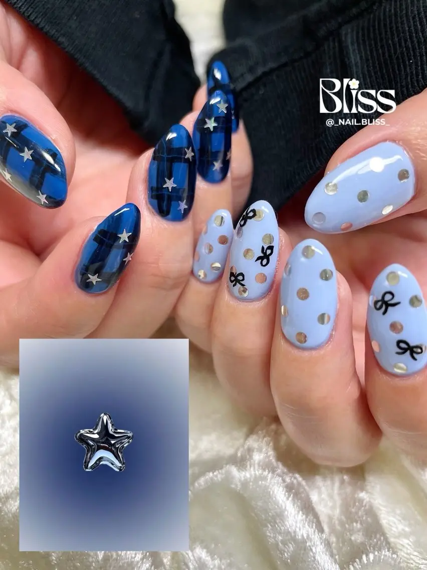 ネイル ブルー 持ち込み ハンドネイル NAIL BLISSのネイルデザイン