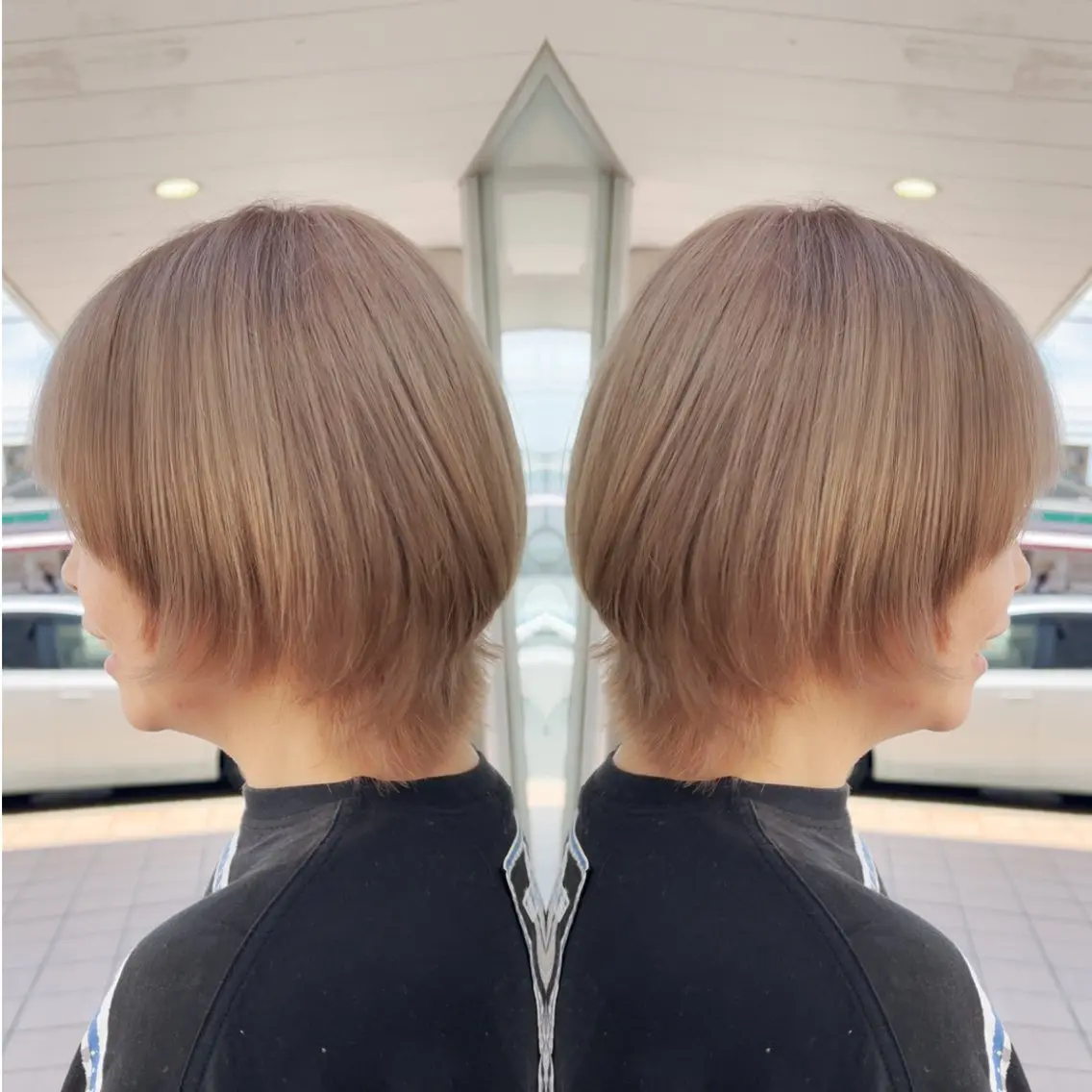 ショート カラー ベージュカラー ブリーチ ウルフカット 塚本/豊橋メンズ特化 パーマ、ヘッドスパのヘアスタイル
