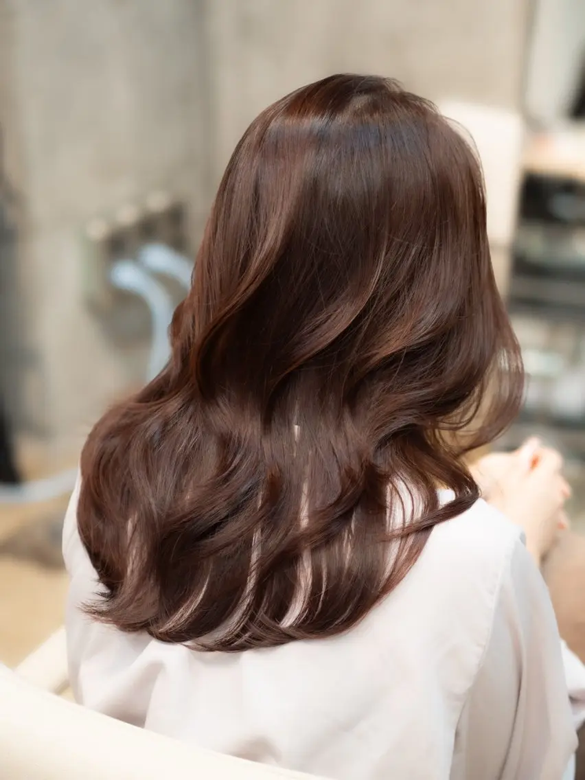 ロング カラー ヘアカラー トリートメント ムツキ/品のある 艶カラー/縮毛矯正のヘアスタイル