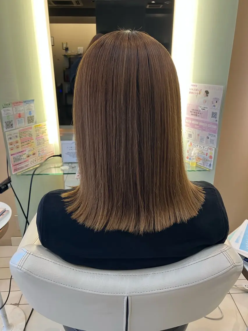 ミディアム 縮毛矯正 yukari 艶髪ヘアのヘアスタイル