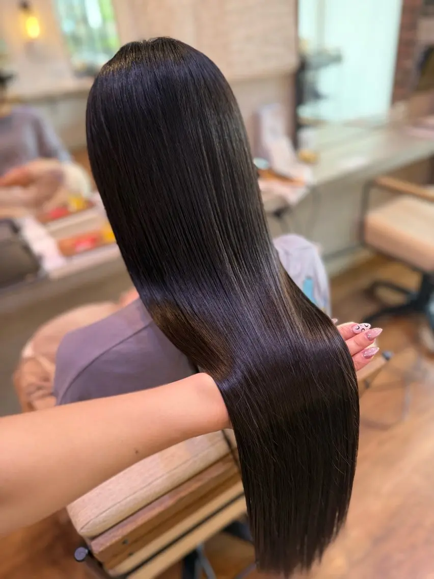 ロング 縮毛矯正 トリートメント 梅田 夢七のヘアスタイル