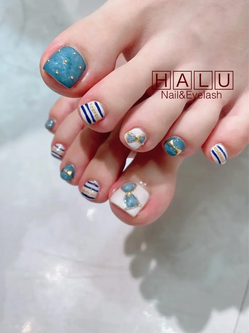 ネイル カジュアル リボン HALU ハルのネイルデザイン