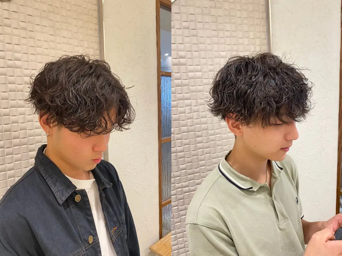 ミディアム ミディアムパーマ カット パーマ トリートメント ヘアセット 新宿メンズパーマ ヨモギダのヘアスタイル