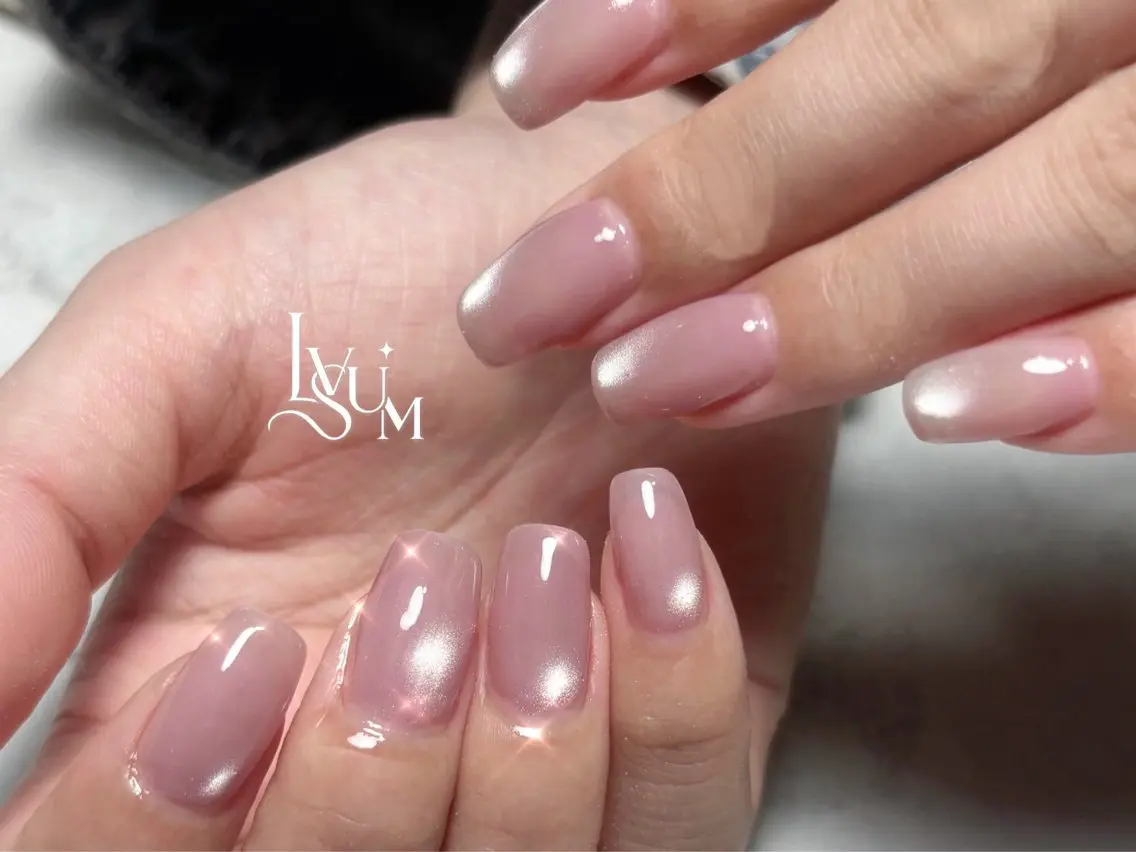 ネイル マグネットネイル ピンク シンプルネイル ハンドネイル lvsum nailのネイルデザイン