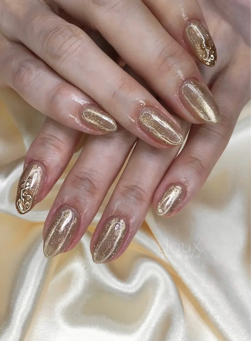 ネイル アートネイル 氷ネイル・うるうるネイル 韓国ネイル ミラーネイル ニュアンスネイル ハンドネイル doux. nailのネイルデザイン