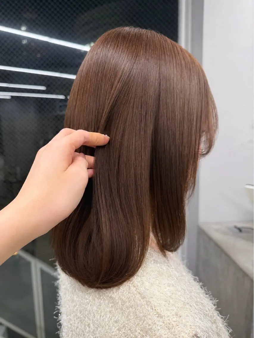 ミディアム カラー カット ヘアカラー トリートメント 愛莉/ラベンダー/ ベージュ/ブラウンのヘアスタイル