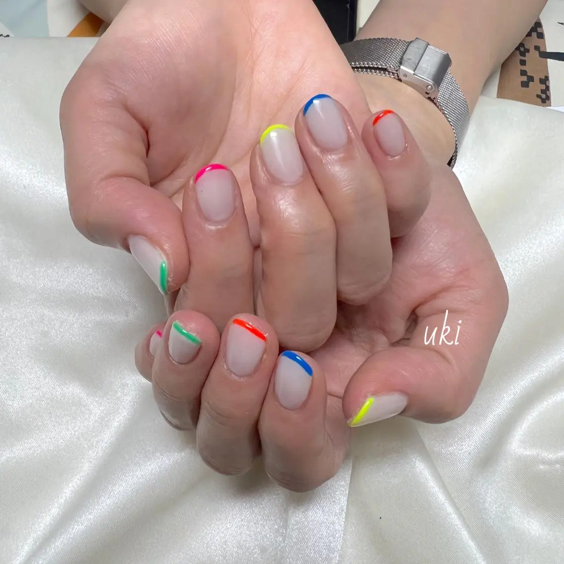 ネイル フレンチネイル 夏ネイル ハンドネイル Ameri nail /UKIのネイルデザイン