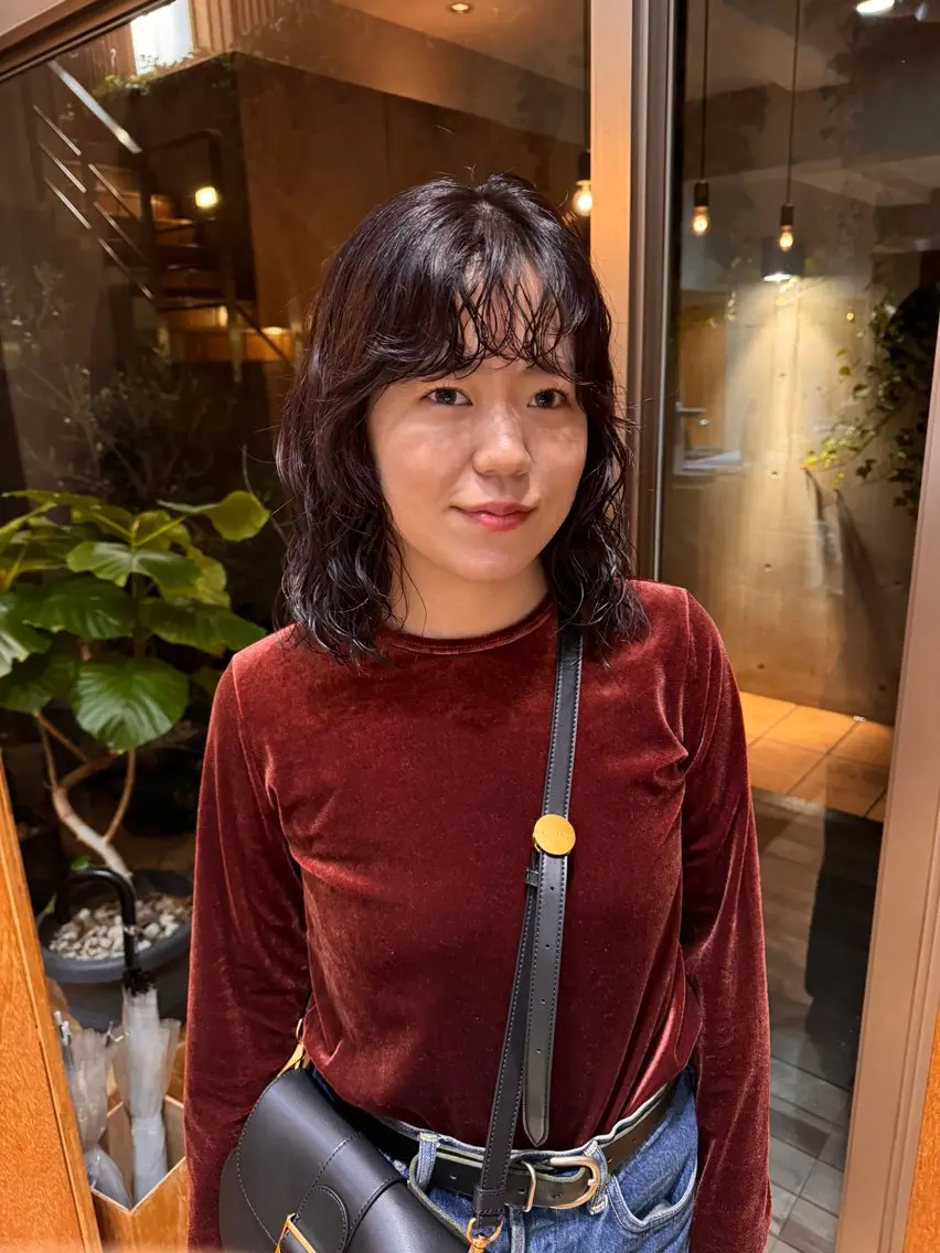 ミディアム パーマ ミディアムパーマ カット パーマ 大橋 芽衣のヘアスタイル