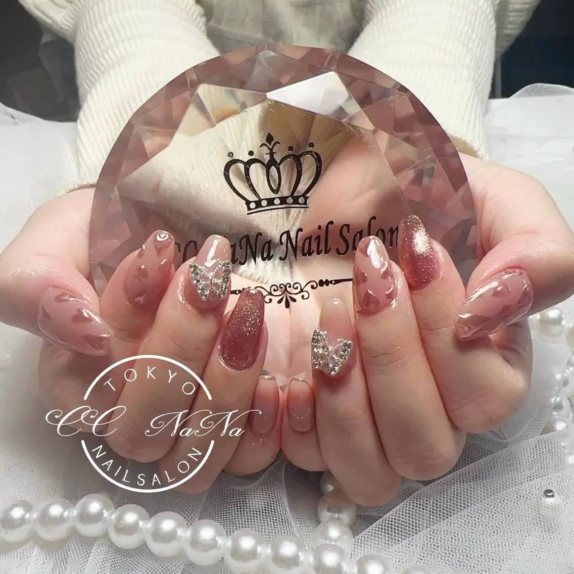 ネイル アートネイル チークネイル フラッシュネイル ハート キラキラネイル スカルプ・チップ 長さだし専門💎Yoのネイルデザイン