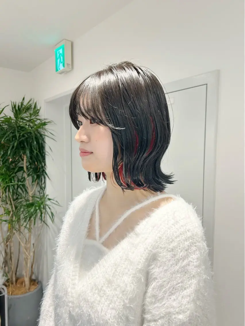 ミディアム カラー インナーカラー ボブ くびれヘア 池袋/小顔レイヤー/ 顔まわり/taigaのヘアスタイル