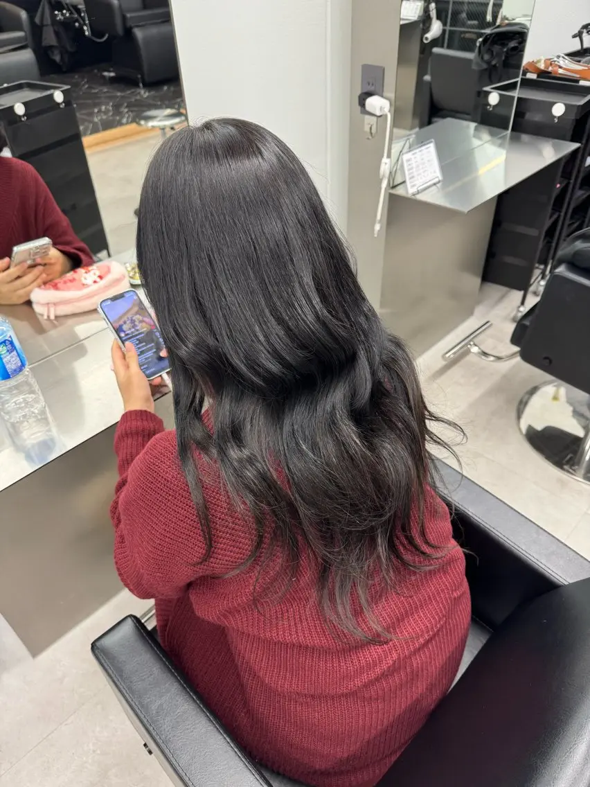 ロング カラー ダークグレー ダークグレージュ グレージュ ボブ エクステ ヘアカラー エクステ ベージュ/エクステ /職人/KENTAのヘアスタイル