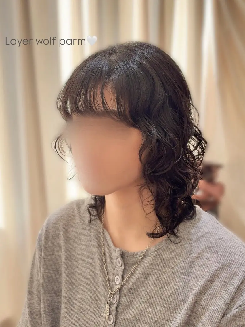 ミディアム パーマ ミディアムパーマ レイヤーカット ウルフカット ウルフレイヤー カット パーマ トリートメント 🌷MIREA🌷 LUANA 難波店のヘアスタイル