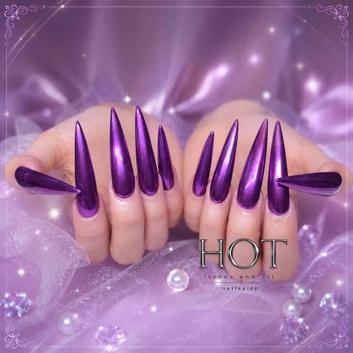 ネイル アートネイル オーロラネイル クリアネイル 長さ出し フレンチネイル ハンドネイル HOT Nail Salonのネイルデザイン