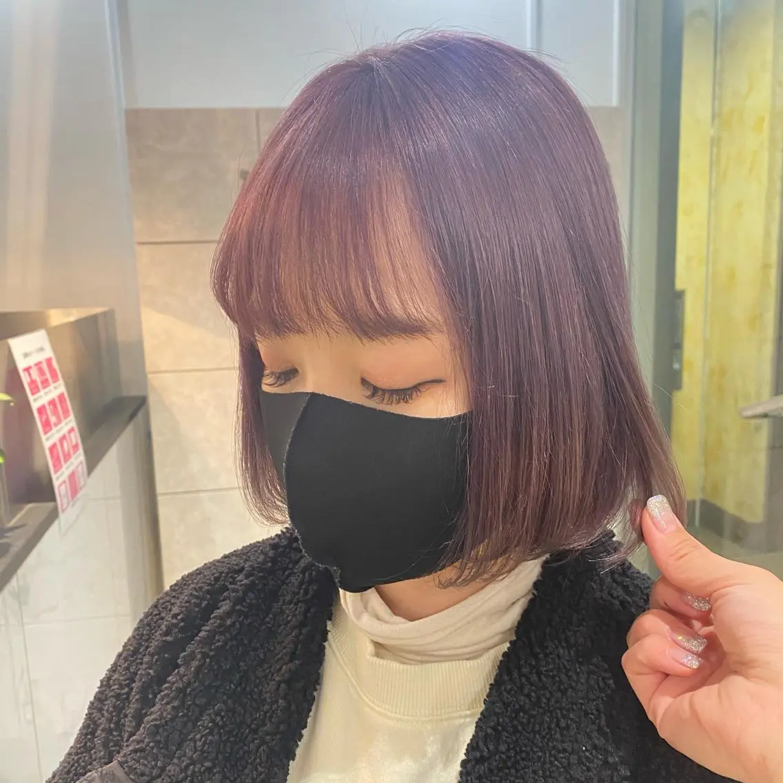 ショート カラー ヘアアレンジ ラベンダーカラー ピンクカラー ピンクラベンダー 新宿⌇韓国風ヘア ⌇透明感カラーのヘアスタイル