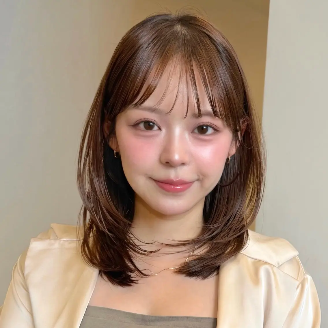 ミディアム カラー 顔周りレイヤー꙳⋆ ミディアム⌇SAKIのヘアスタイル
