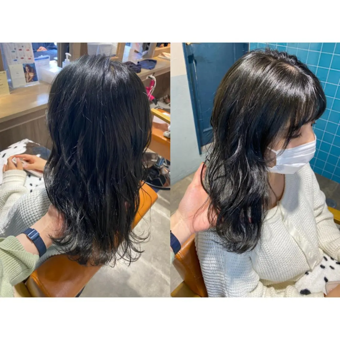 カラー 黒髪 🩵盛れる顔周りヘア EMI🩵のヘアスタイル