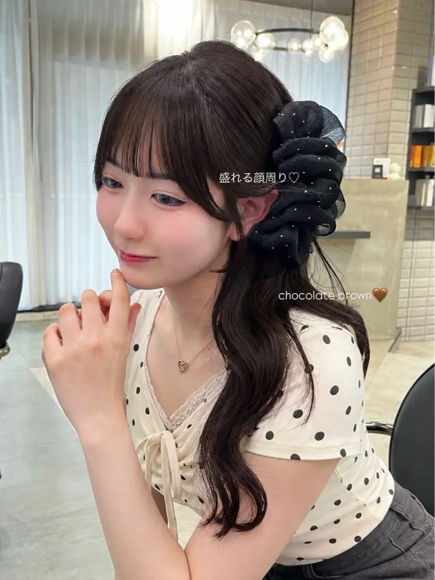 ロング カラー ブラウンカラー レイヤーカット カット ヘアカラー ひより福岡/韓国ヘア /艶カラー/顔周りのヘアスタイル