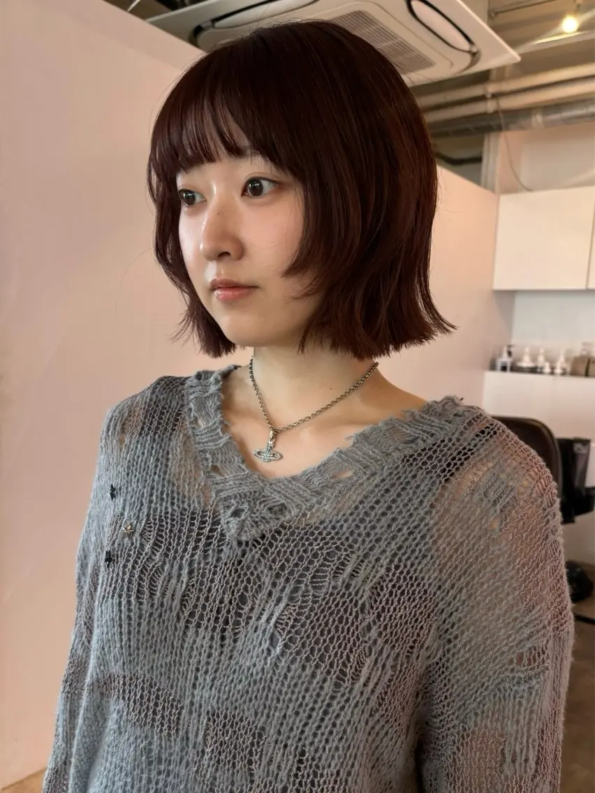 ショート ボブレイヤー ボブ レイヤーカット 🍑透明感hair ・NENE🍑のヘアスタイル