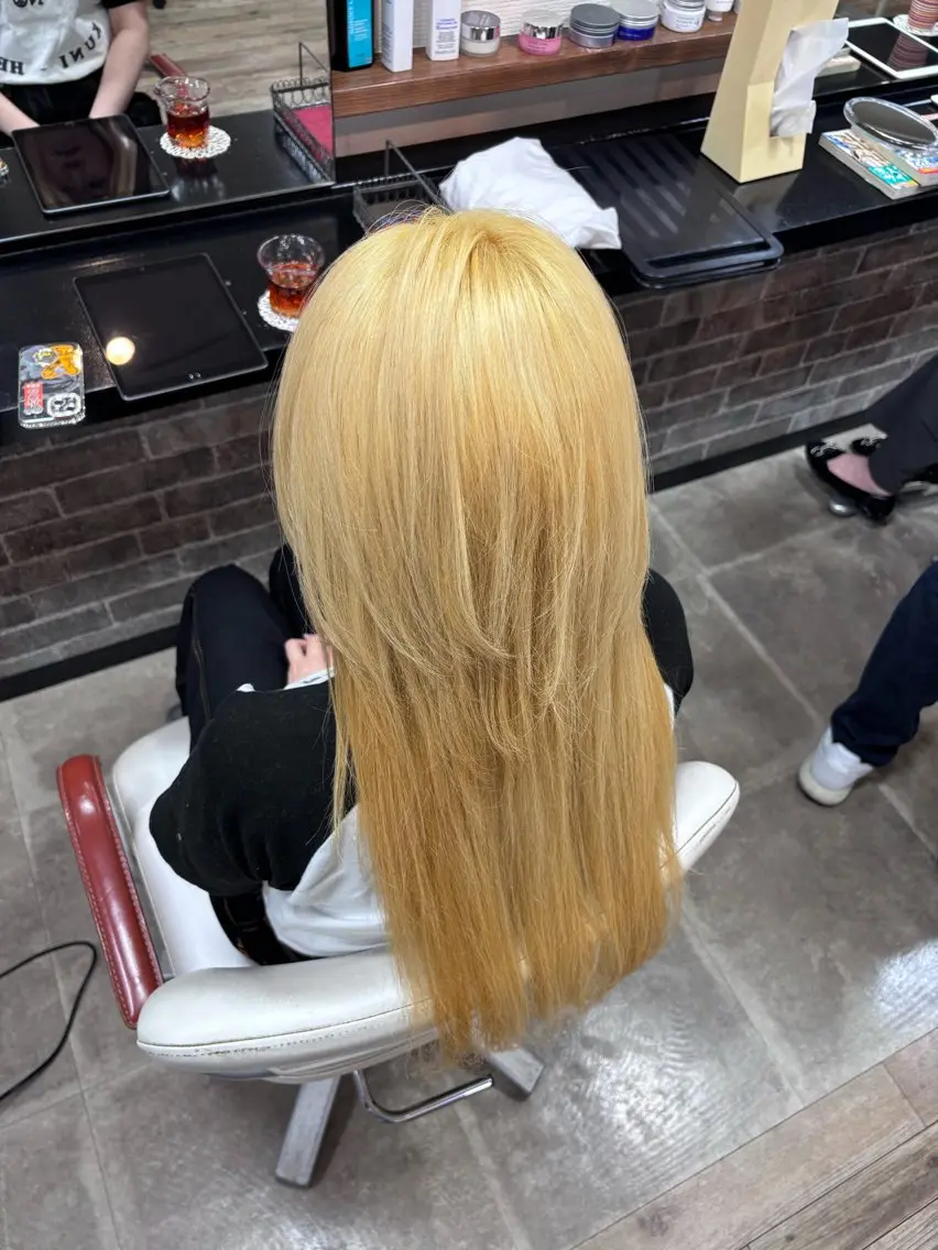 ロング カラー ヘアアレンジ ブリーチ ブロンド ヘアカラー トリートメント イツキ🌕デザインカ ラー🥨髪質改善🫧のヘアスタイル