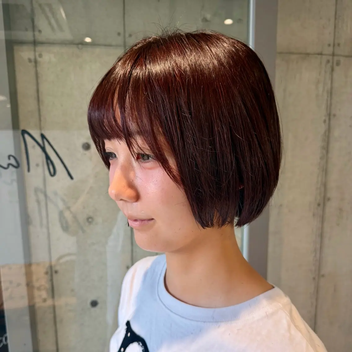 ミディアム カラー ヘアアレンジ カット ヘアカラー トリートメント 🍀透明感カラー×垢 抜けボブ リクト💥のヘアスタイル