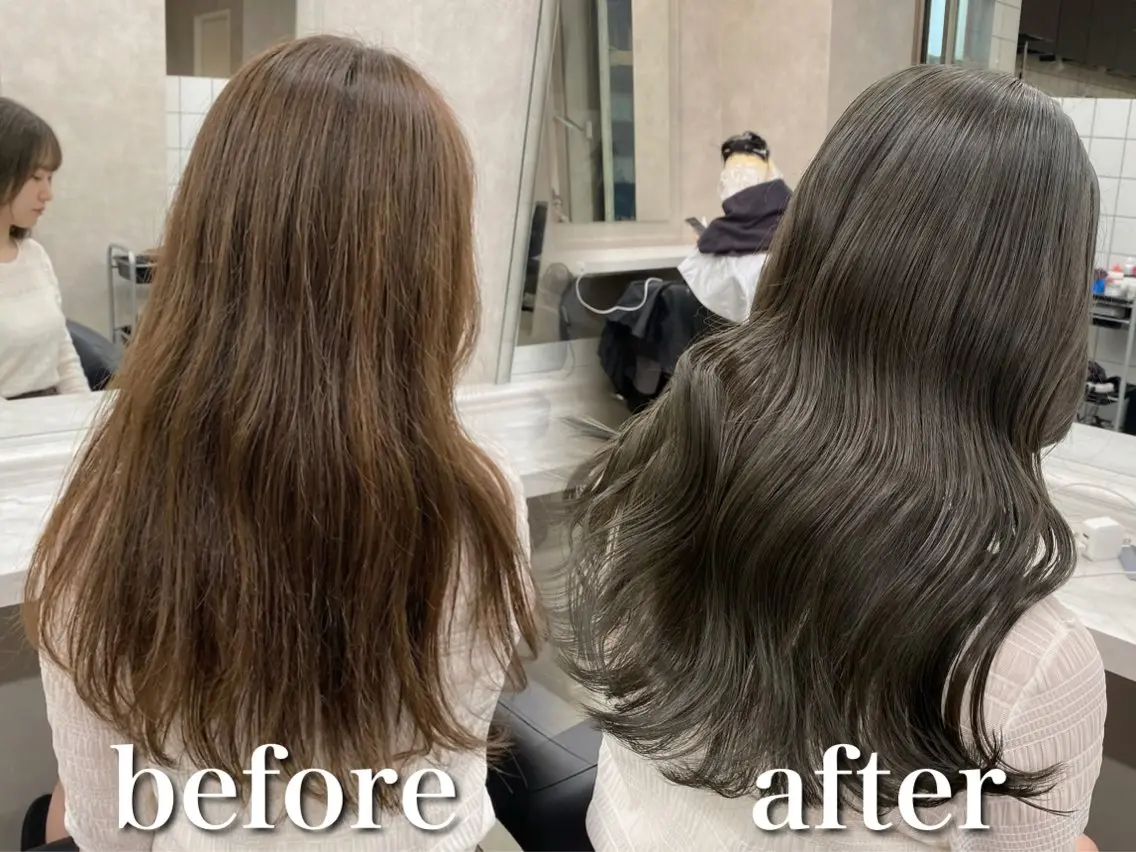 ロング カラー カット ヘアカラー トリートメント ブリーチ縮毛矯正飛我 韓国ヘア🫧のヘアスタイル