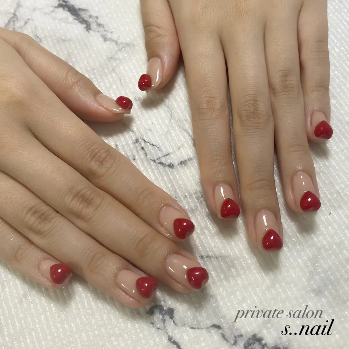 ネイル ハート 赤色 ハンドネイル フットネイル s..nail / MORITAのネイルデザイン