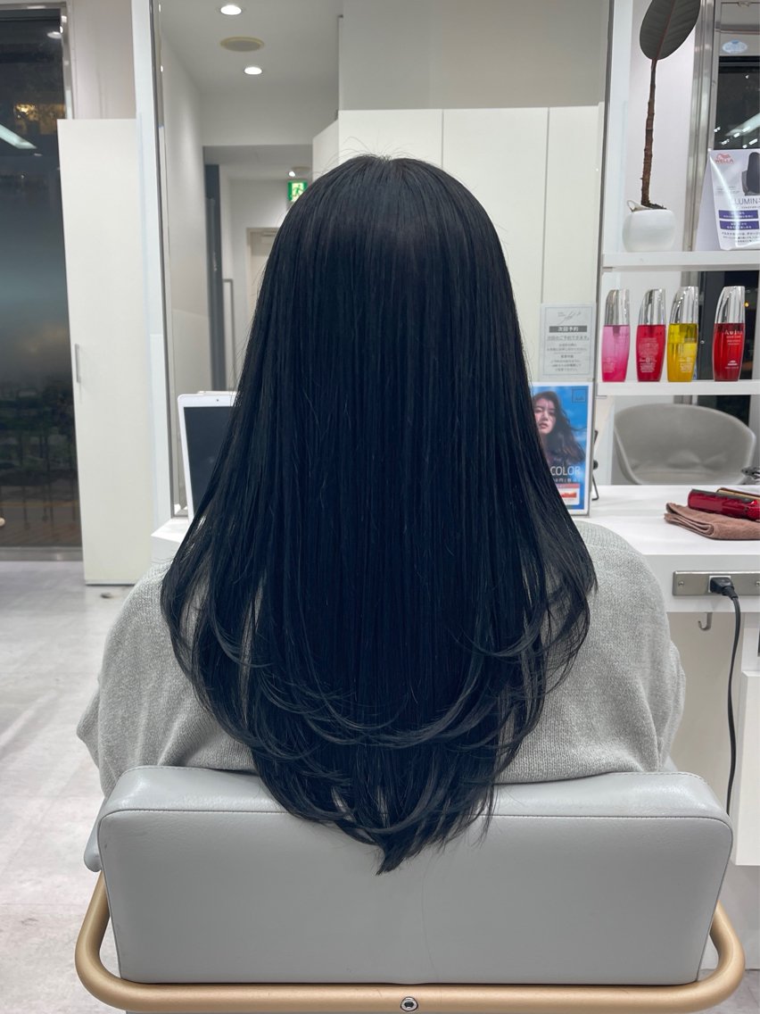 ロング レイヤーカット カット 縮毛矯正 トリートメント レイヤー/ウルフ/デ ザインカラー💎藤原のヘアスタイル