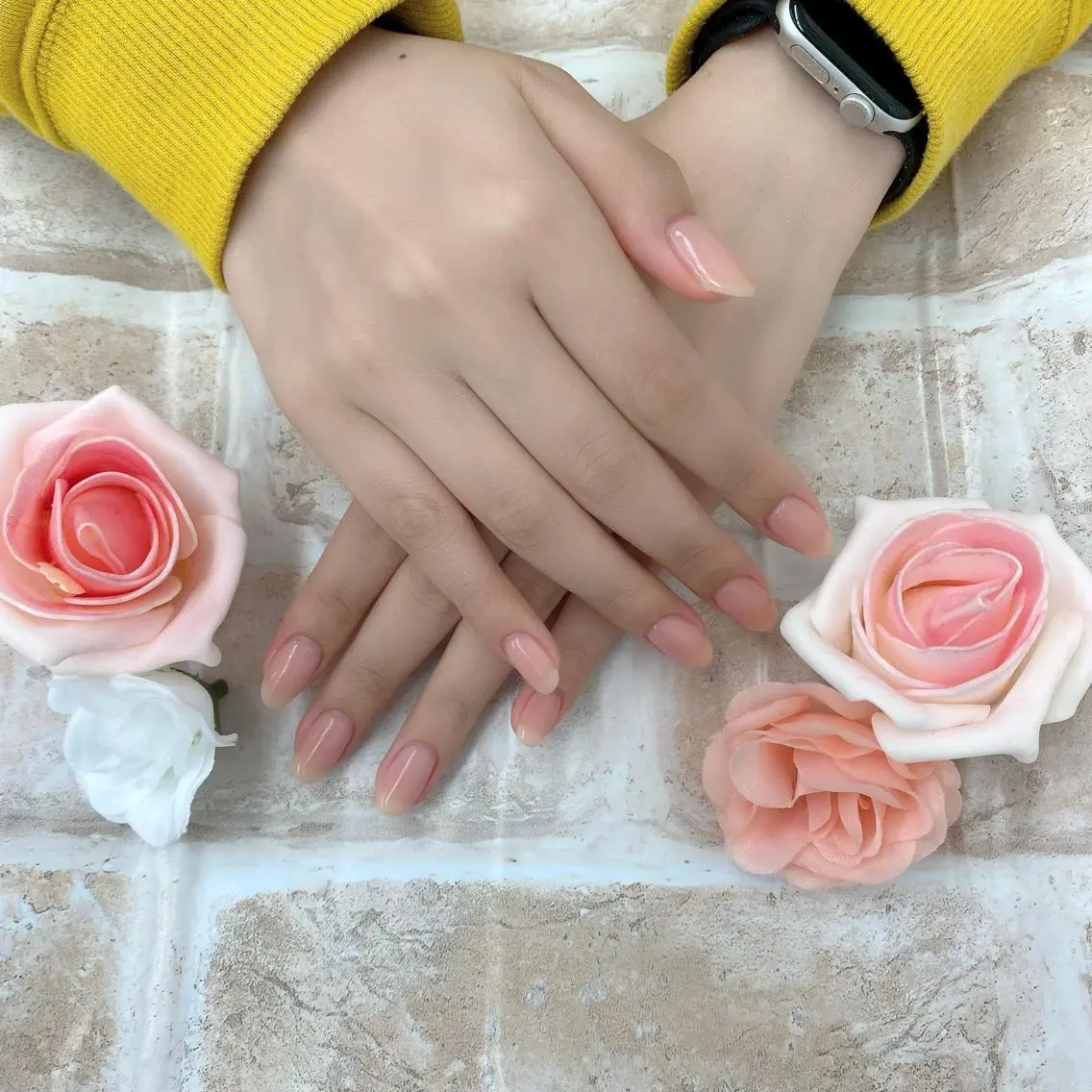 ネイル クリアネイル ピンク F. Neneのネイルデザイン