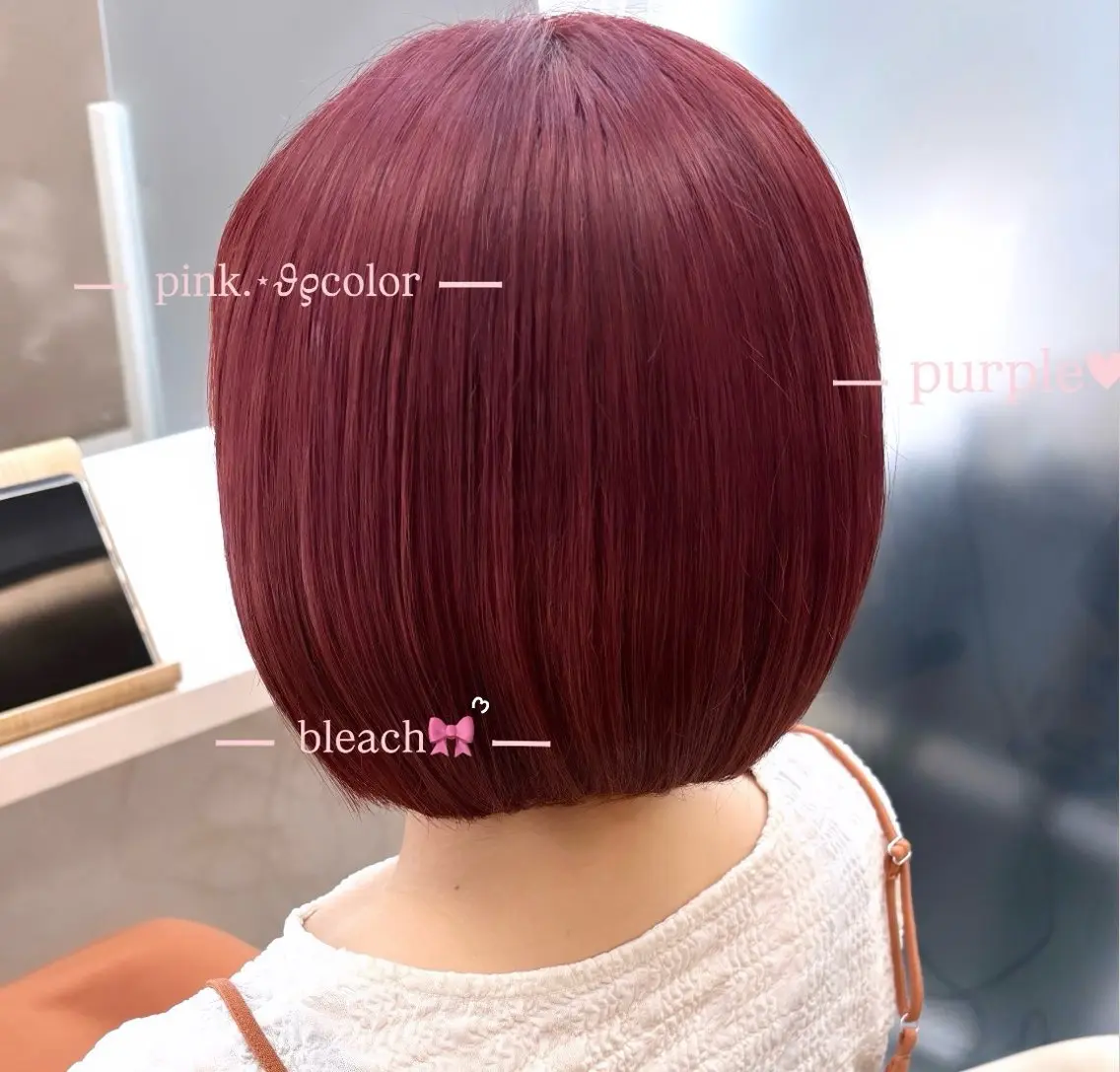 ショート カラー ダブルカラー ピンクカラー ピンクパープル パープルカラー girlyヘア /yumeka🩰のヘアスタイル