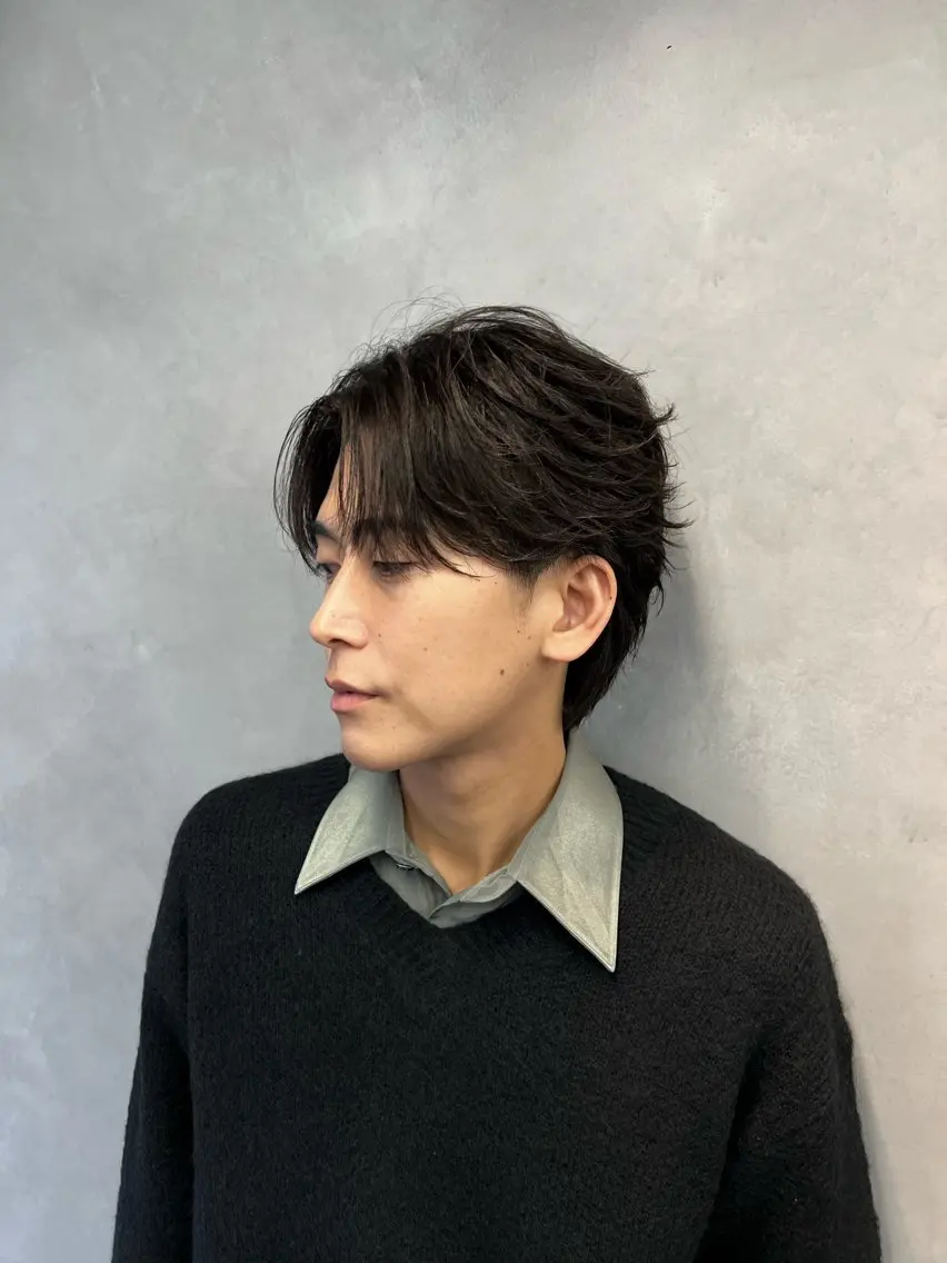 ショート メンズ センターパート 縮毛矯正 カット 縮毛矯正 新井 翼/銀座 メンズお任せくださいのヘアスタイル