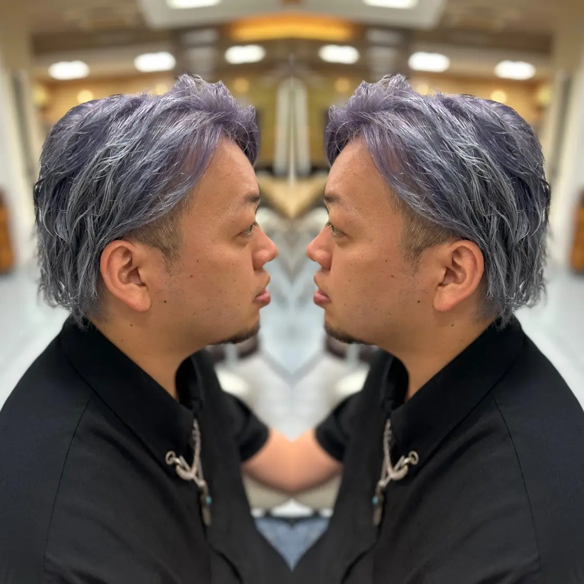 ショート カラー メンズ メンズブリーチ ブリーチ パープルカラー シルバー カット ヘアカラー トリートメント 髪質改善/縮毛矯正 /レイヤーカット岡部のヘアスタイル