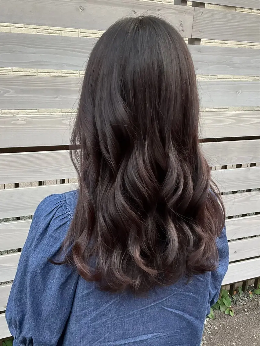 ロング カラー アッシュ 黒髪 ブリーチ ブルーカラー ブルーブラック 🌿寄り添い型美容師 🌿yuiのヘアスタイル