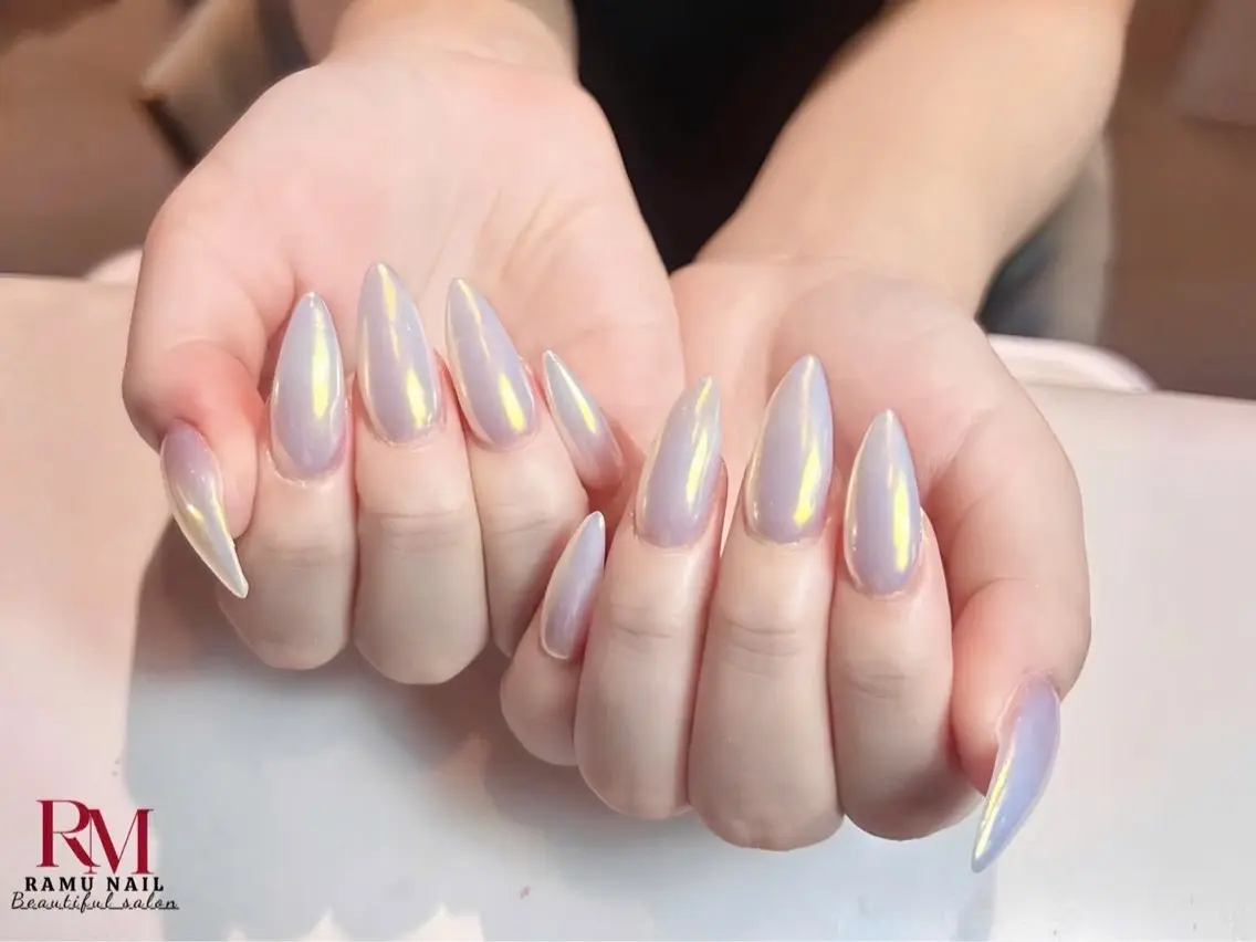 ネイル キラキラネイル マグネットネイル ミラーネイル ピンク 夏ネイル ハンドネイル RAMU Nail 恵比寿店のネイルデザイン